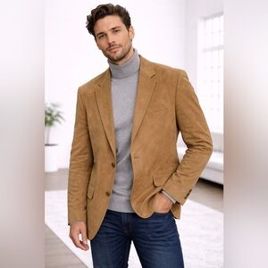 Halston Tan Suede Blazer – Size Large